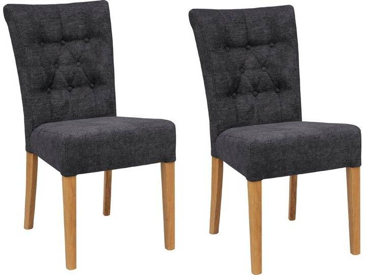 Home affaire Polsterstuhl Queen (Set, 6 St), Esszimmerstuhl mit Knopfheftung, 2er, 4er oder 6er-Set, grau, 6 St., anthrazit von Home-affaire