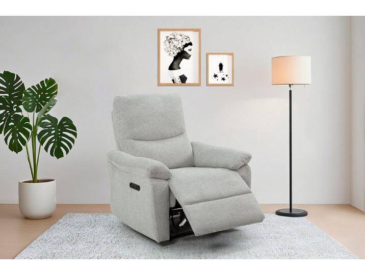 Home affaire Relaxsessel ODILON, TV-Sessel mit Relax- und Liegefunktion, Struktur-Bezug, manuelle und elektrische Funktion (mit USB A/C), Federkern-Polsterung, grau von Home-affaire