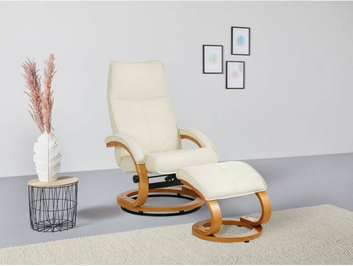 Home affaire Relaxsessel Paris, TV-Sessel mit Hocker und manueller Liegefunktion (Set, 2-St., bestehend aus Sessel und Hocker), Dreh- und Kippfunktion, NaturLEDER® von Home-affaire