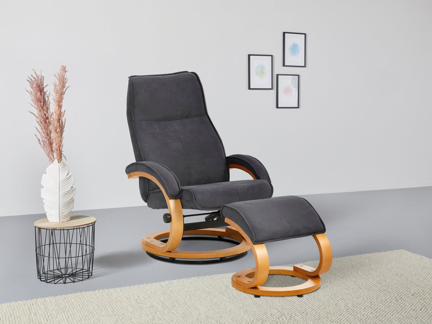 Home affaire Relaxsessel Paris, TV-Sessel mit Hocker und manueller Liegefunktion (Set, 2-St., bestehend aus Sessel und Hocker), Dreh- und Kippfunktion von Home affaire