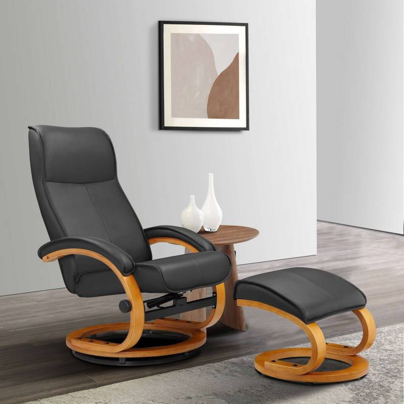 Home affaire Relaxsessel Paris, TV-Sessel mit Hocker und manueller Liegefunktion (Set, 2-St., bestehend aus Sessel und Hocker), Dreh- und Kippfunktion, NaturLEDER® von Home affaire