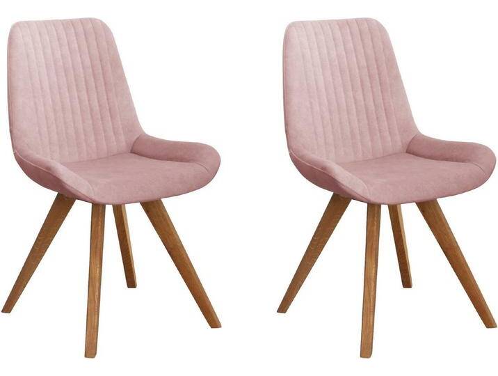 Home affaire Schalenstuhl Bratislava (Set, 2 St), Gestell Eiche massiv geölt, Easy Care-Stoff, rosa, rosa (Cloud 60) von Home-affaire