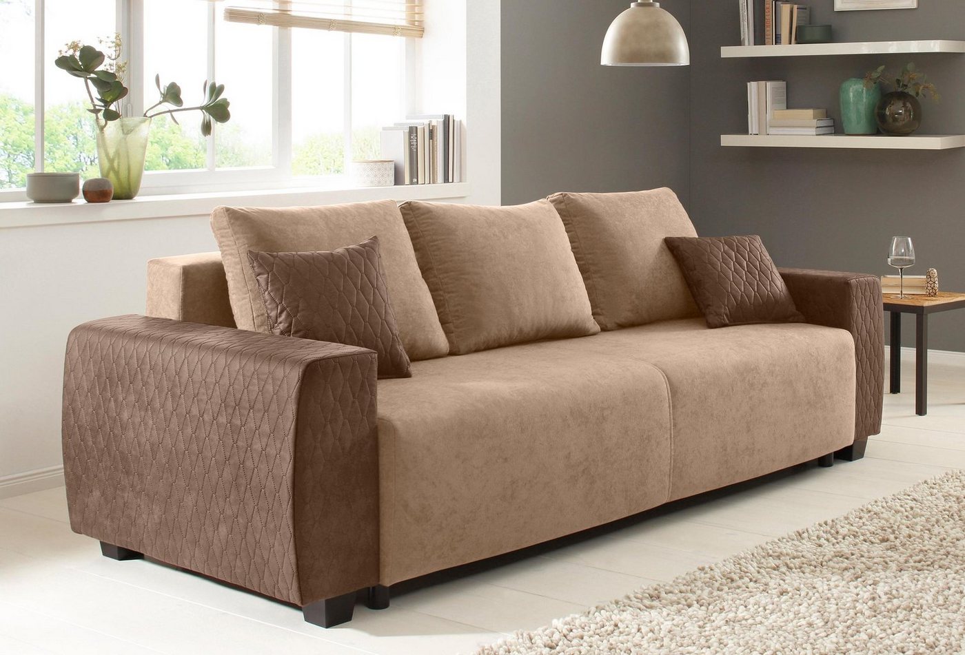 Home affaire Schlafsofa Bella, mit geprägtem Bezug bei Armlehnen von Home affaire