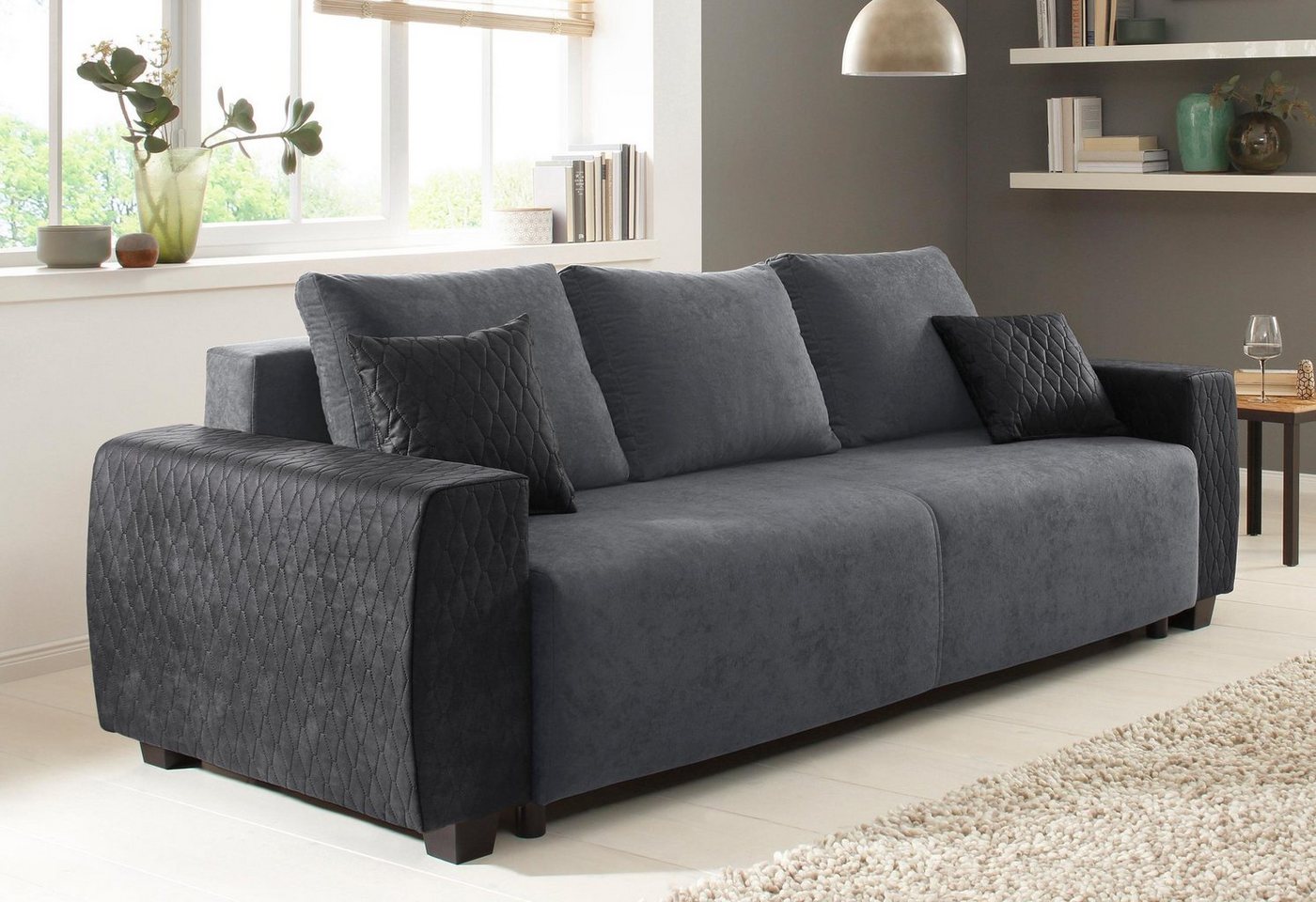 Home affaire Schlafsofa Bella, mit geprägtem Bezug bei Armlehnen von Home affaire