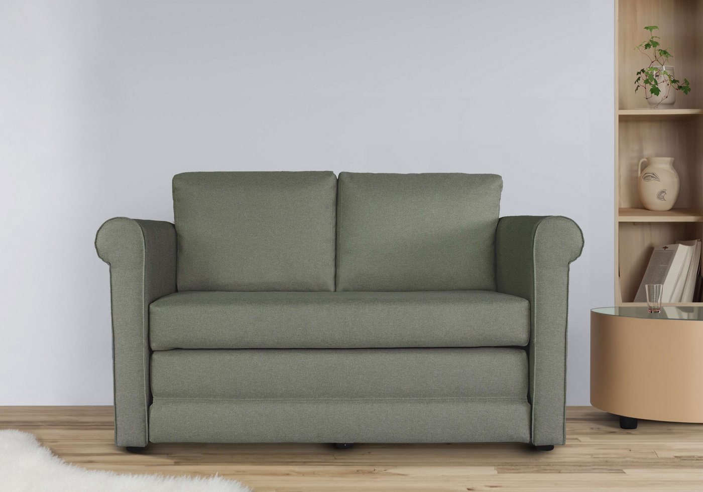 Home affaire Schlafsofa Lanas, kompaktes 2-Sitzer mit Schlaffunktion, Breite 142 cm, Webstoff fein von Home affaire