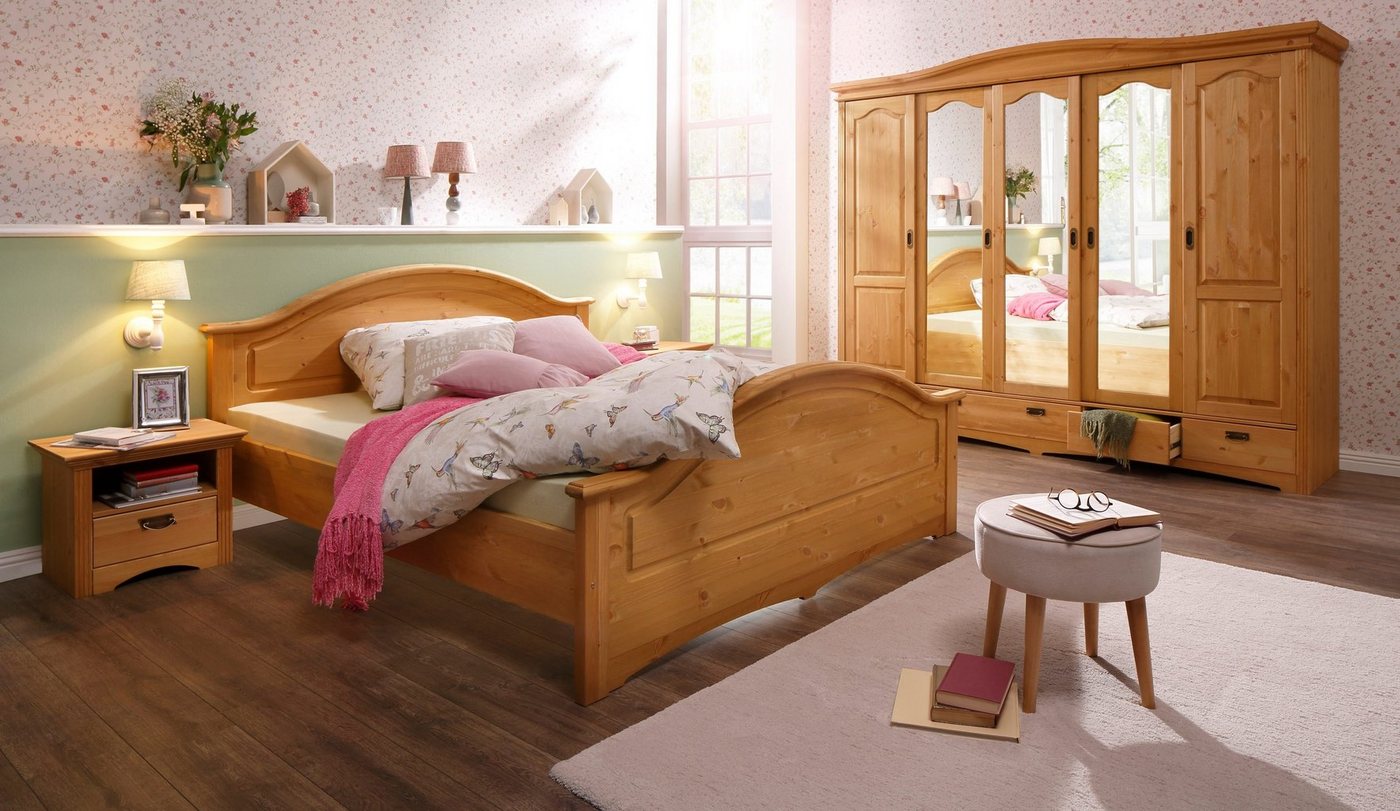 Home affaire Schlafzimmer-Set Konrad, (Set, 4-St), mit 5-trg. Kleiderschrank, Bett 180/200 cm und 2 Nachttischen von Home affaire