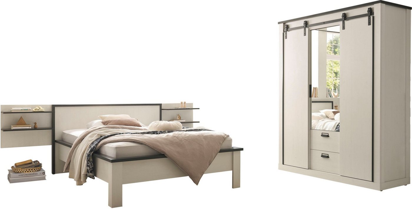 Home affaire Schlafzimmer-Set SHERWOOD, (4-tlg), Liegefläche 140x200cm, Schrank 3-trg. 161cm breit von Home affaire