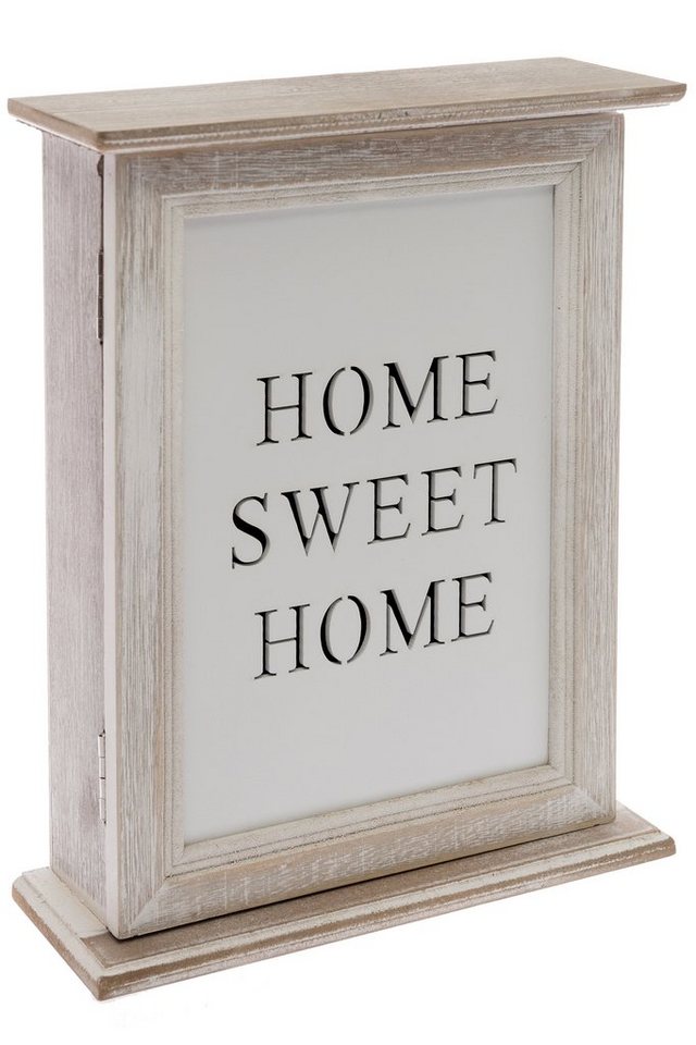 Home affaire Schlüsselkasten Home Sweet Home, weiß, mit 6 Haken & Schriftzug, Shabby Optik von Home affaire