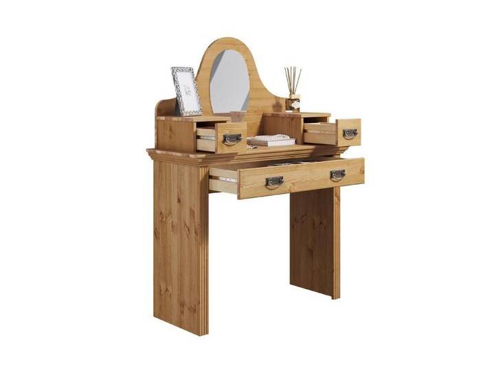 Home affaire Schminktisch Konrad, aus massiver Kiefer, mit Spiegel und viel Stauraum, beige, natur von Home-affaire