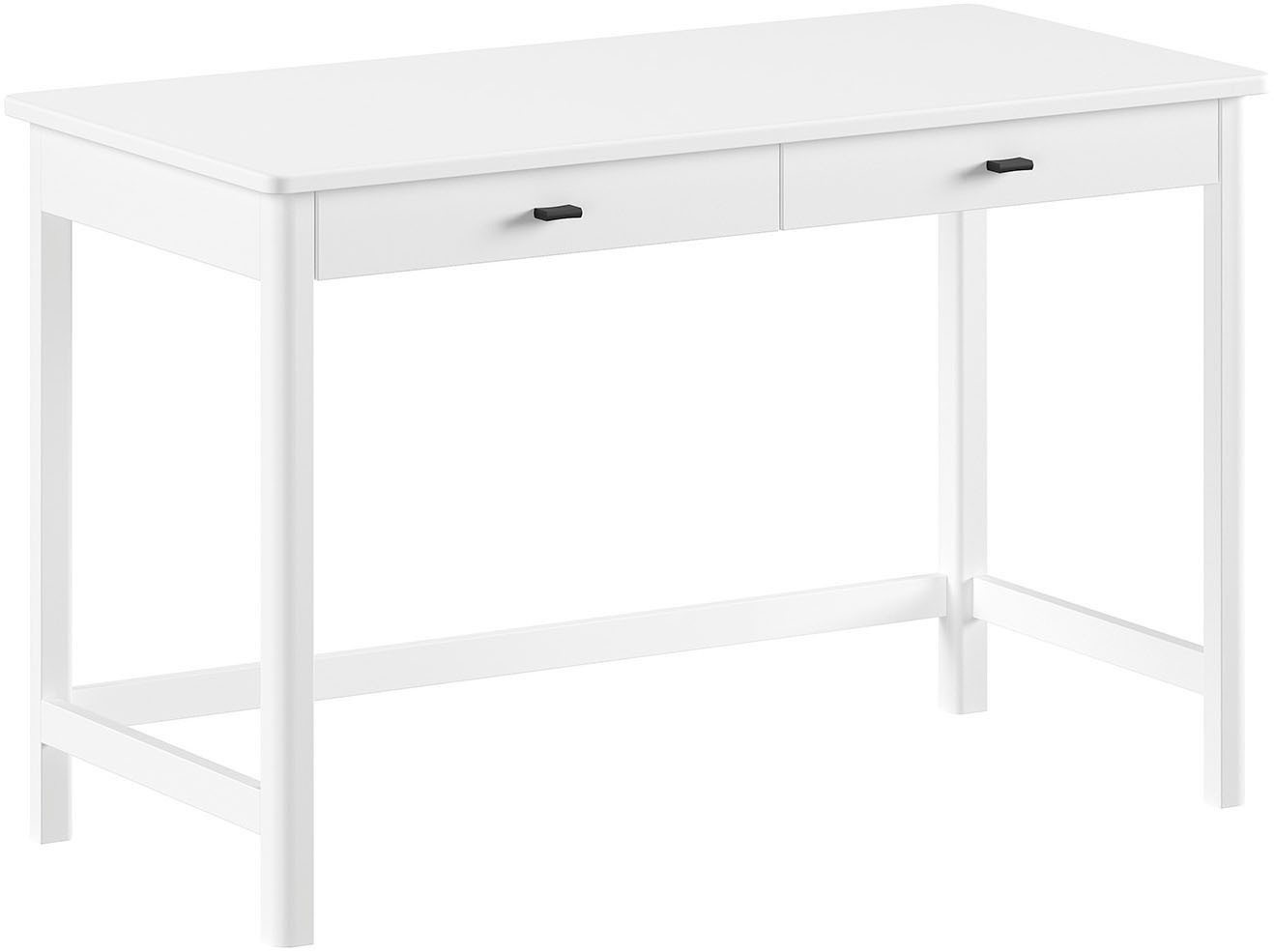 Home affaire Schreibtisch Schreibtisch Forrest aus Massivholz, Made in Europe, zeitloses Design (B/H/T ca. 120x77x60 cm, in zwei Ausführungen erhältlich), mit 2 Schubladen (Soft-Close), stabil und standfest gebaut von Home affaire