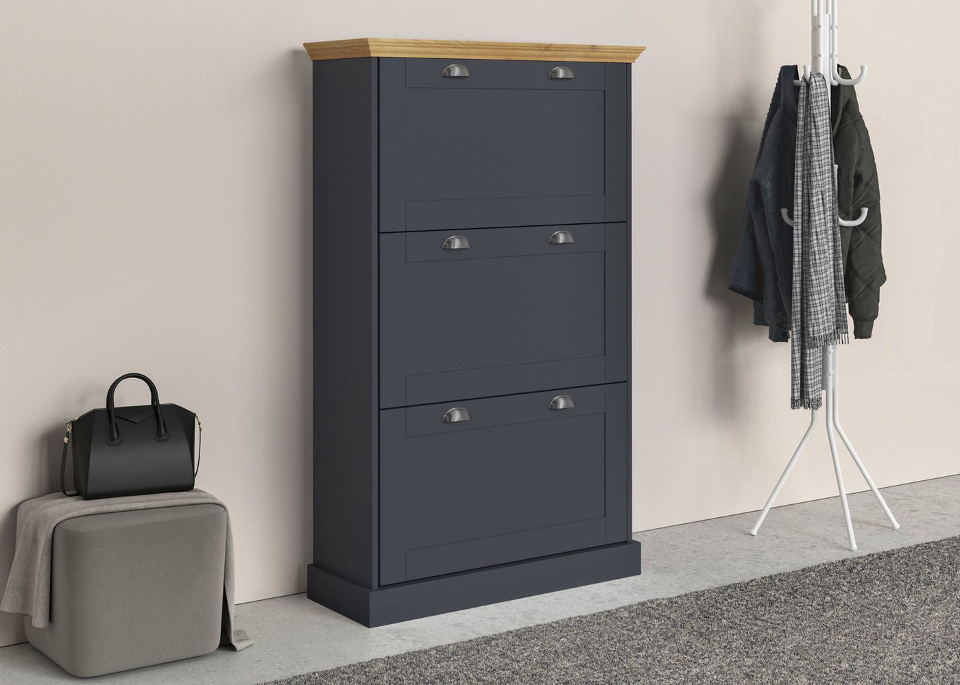 Home affaire Schuhschrank Motala mit 3 Klappen, Platz für 18-20 paar Schuhe, Breite 80 cm, Höhe 132 cm Home affaire Schuhschrank Motala mit 3 Klappen, Platz für 18-20 paar Schuhe, Breite 80 cm, Höhe 132 cm von Home affaire