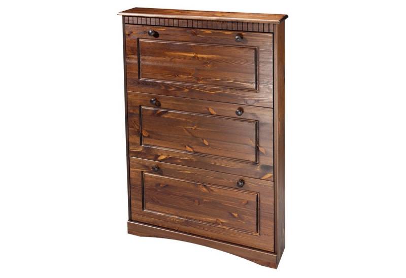 Home affaire Schuhschrank Rustic aus massiver Kiefer, 3 Schuhklappen, für 9-11 Paar, Kassettenoptik von Home affaire