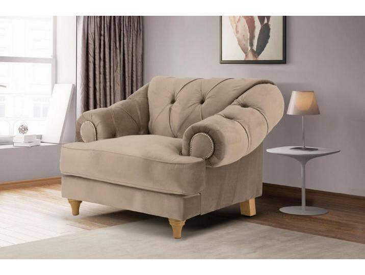 Home affaire Sessel Alegra, mit Knopfheftung im Rücken, Keder und Nieten in Armlehnen, beige, beige Home affaire Sessel Alegra, mit Knopfheftung im Rücken, Keder und Nieten in Armlehnen, beige, beige von Home-affaire