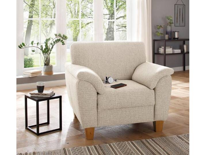 Home affaire Sessel Alta, mit Federkern und Kontrastnaht, Füße Buche eichefarben, beige, natur von Home-affaire