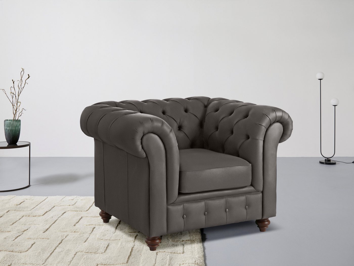 Home affaire Sessel Chesterfield B/T/H: 105/69/74 cm, mit hochwertiger Knopfheftung, auch in Leder von Home affaire