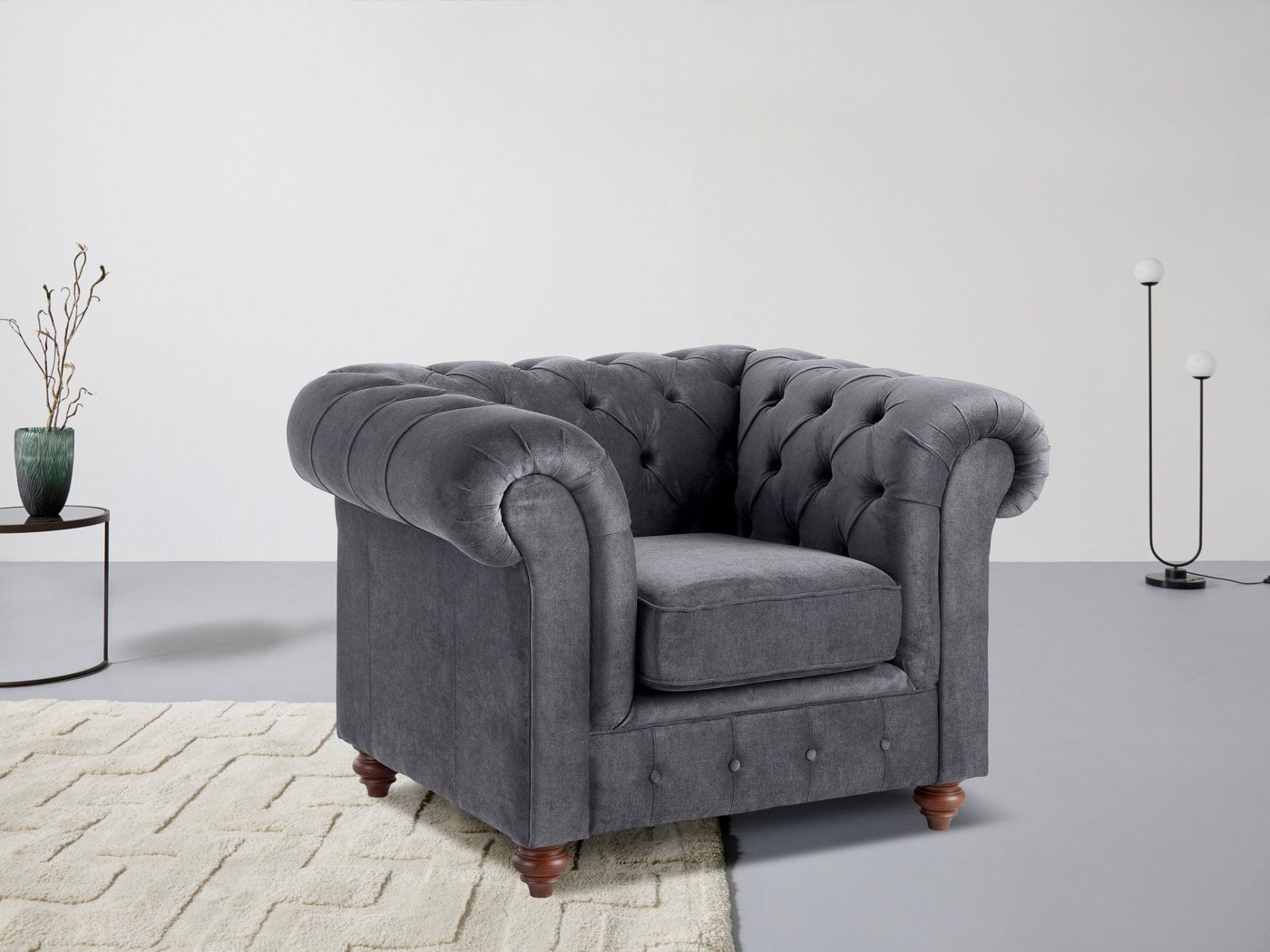 Home affaire Sessel Chesterfield B/T/H: 105/69/74 cm, mit hochwertiger Knopfheftung, auch in Leder von Home affaire