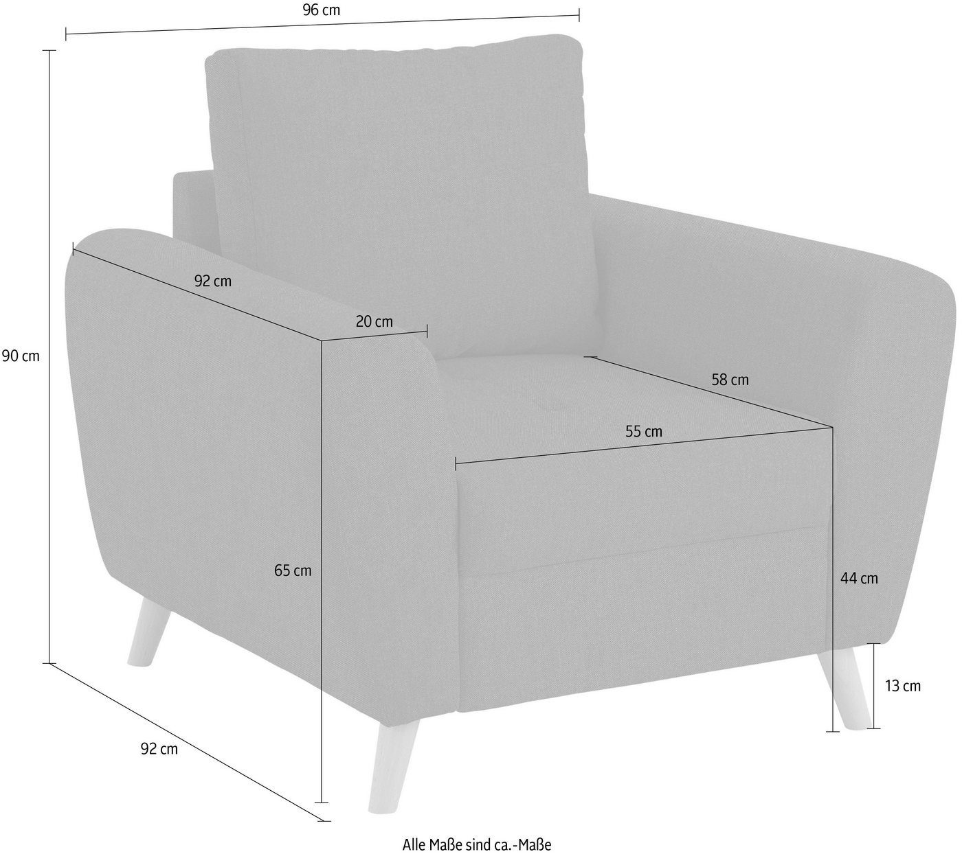 Home affaire Sessel Penelope Luxus, mit besonders hochwertiger Polsterung für bis zu 140 kg pro Sitzfläche von Home affaire