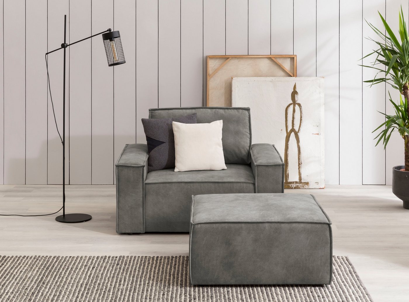 Home affaire Sessel SHERWOOD, Loveseat und Hocker im Set, passend zur Polster-Serie SHERWOOD von Home affaire