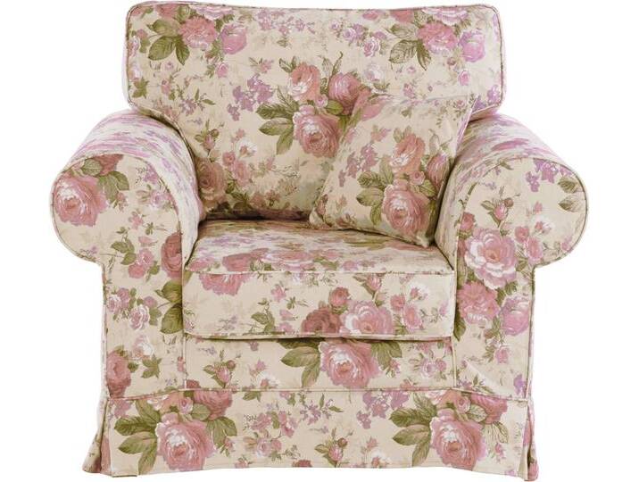 Home affaire Sessel Shadmoor, Hussenoptik, in uni oder mit Blumendruck, passend zur Shadmoor-Serie, beige bunt, beige von Home-affaire