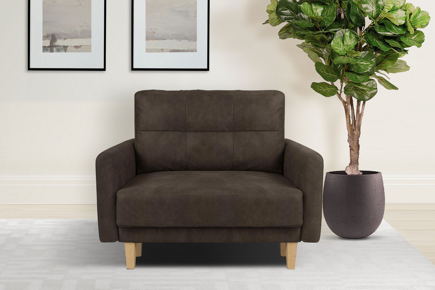 Home affaire Sessel TRIPLO Relaxsessel mit Wellenunterfederung, Maße B/T/H: 95/100/89 cm, Polstersessel mit Steppung im Rückenkissen, hohe Qualität von Home affaire