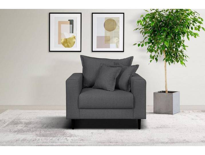 Home affaire Sessel VEYRAS Loungesessel, Maße B/T/H: 95/84/76 cm, mit Wellenunterfederung, incl. Kissen, schwarz, anthrazit Home affaire Sessel VEYRAS Loungesessel, Maße B/T/H: 95/84/76 cm, mit Wellenunterfederung, incl. Kissen, schwarz, anthrazit von Home-affaire