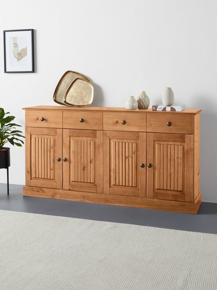 Home affaire Sideboard Liotta, mit 2 Schubkasten u. 2 verstellbare Einlegeböden, massives Kiefernholz von Home affaire