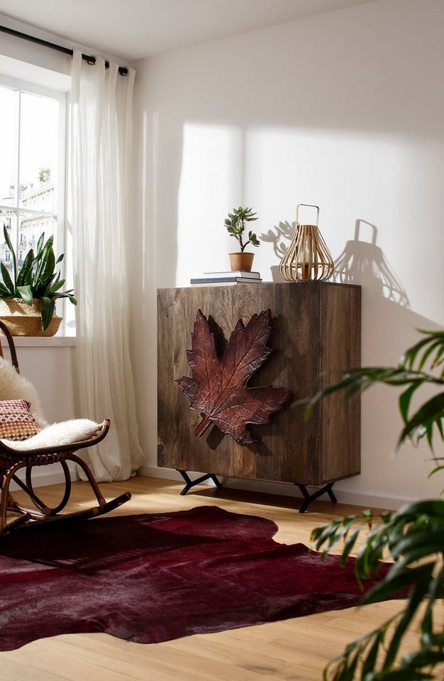 Home affaire Sideboard Maple, Griff in Form eines Ahornblattes, aus Mangoholz, Breite 100 cm von Home affaire