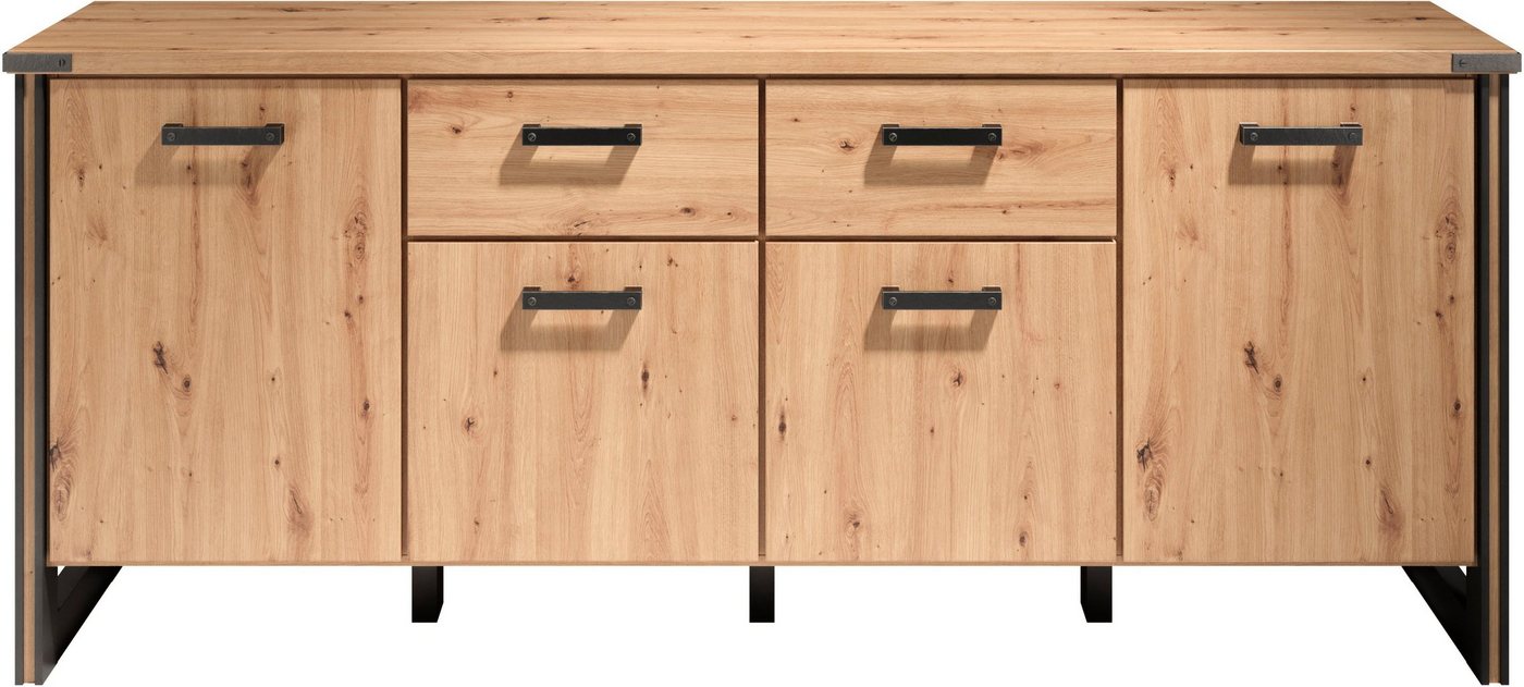 Home affaire Sideboard Mia (1 St), Echtholzoptik, Eiche, 207 cm breiter Schrank von Home affaire