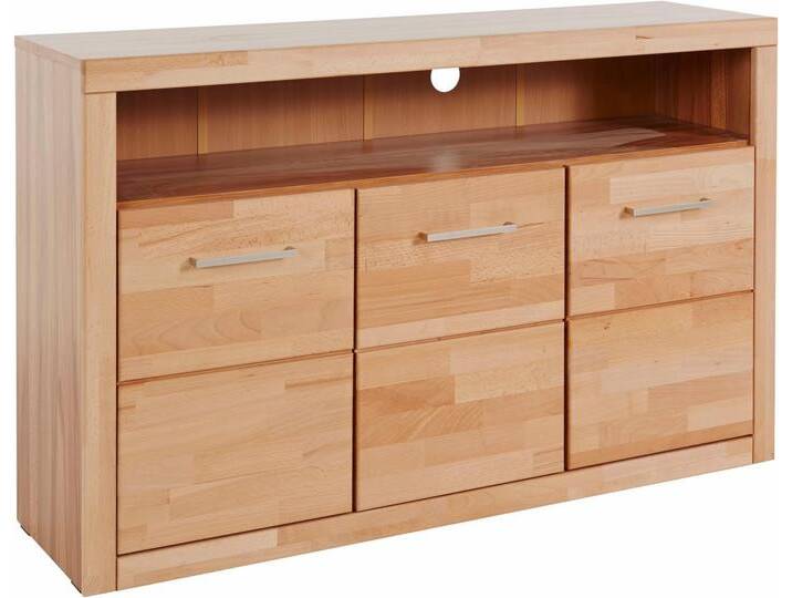 Home affaire Sideboard Ribe,130cm breit, Fronten Massivholz,7 Fächer, Holz massiv, Holzwerkstoff, Metall Griffe,3 Türen, braun Home affaire Sideboard Ribe,130cm breit, Fronten Massivholz,7 Fächer, Holz massiv, Holzwerkstoff, Metall Griffe,3 Türen, braun von Home-affaire