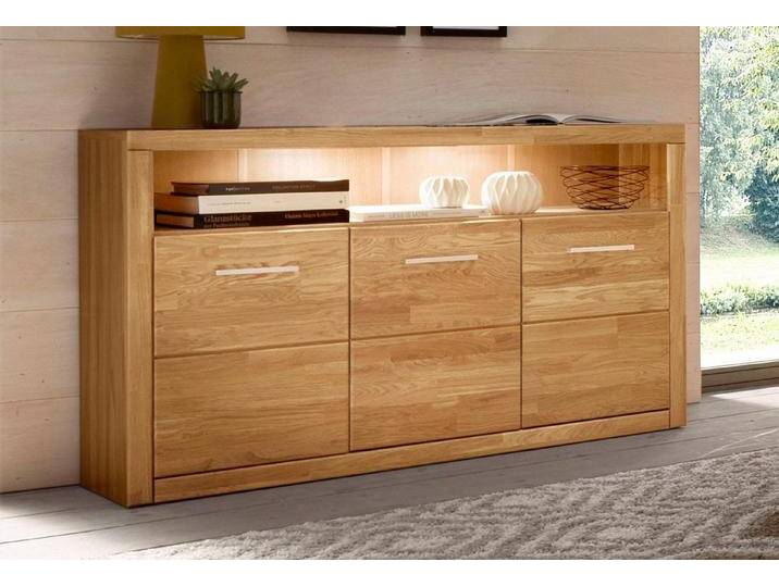 Home affaire Sideboard Ribe,130cm breit, Fronten Massivholz,7 Fächer, Holz massiv, Holzwerkstoff, Metall Griffe,3 Türen, braun Home affaire Sideboard Ribe,130cm breit, Fronten Massivholz,7 Fächer, Holz massiv, Holzwerkstoff, Metall Griffe,3 Türen, braun von Home-affaire