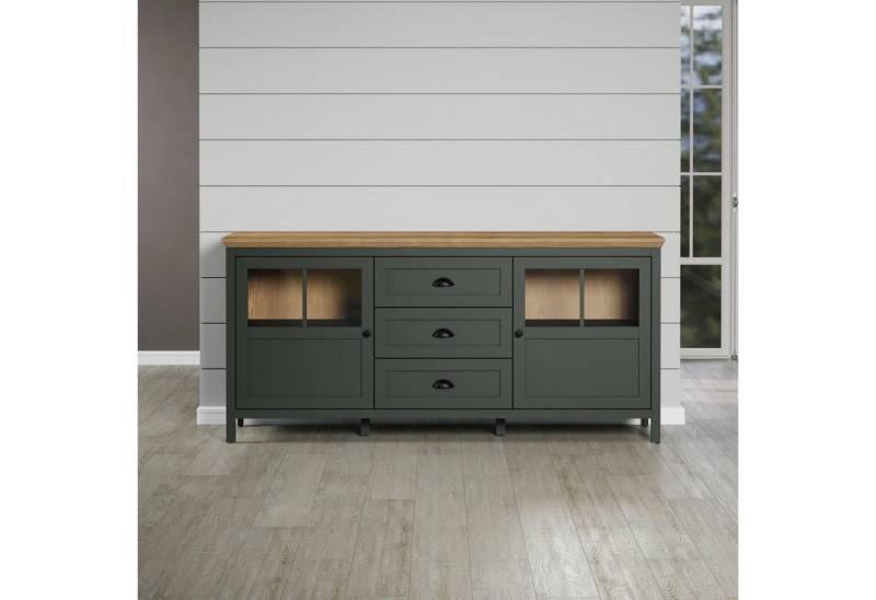 Home affaire Sideboard Vienna (1 St), Kommode im Landhausstil - Beleuchtung, Glastüren - B/T/H 185/45/86 cm von Home affaire
