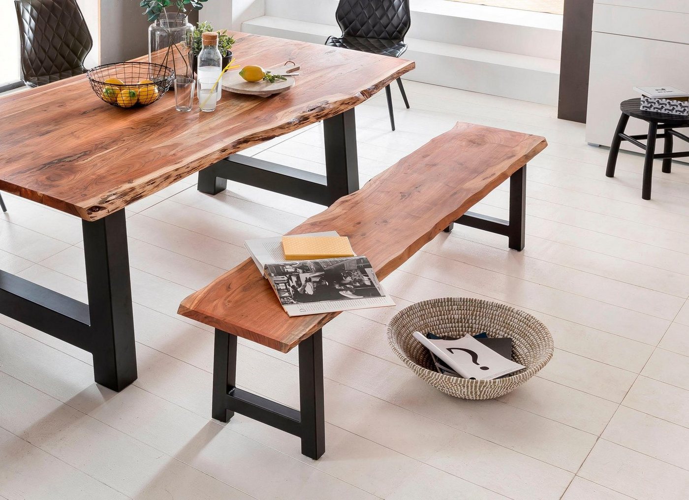 Home affaire Sitzbank Manhattan, mit Baumkantenoptik und Gestell in A-Form Home affaire Sitzbank Manhattan, mit Baumkantenoptik und Gestell in A-Form von Home affaire