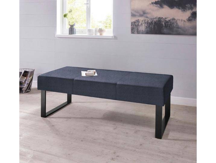 Home affaire Sitzbank Oliver, Breite 140cm, mit Metallgestell, blau, Holzwerkstoff-Massivholz-Polyester von Home-affaire