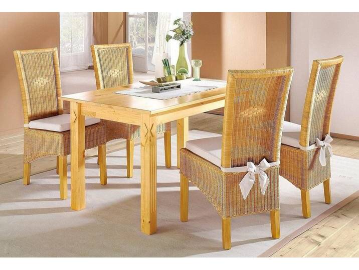 Home affaire Stuhl Stuhlparade, TOPSELLER! (Set, 2 St), 2 Stück inkl. Sitzkissen, in Handarbeit gefertigt, beige, Pinie, natur von Home-affaire