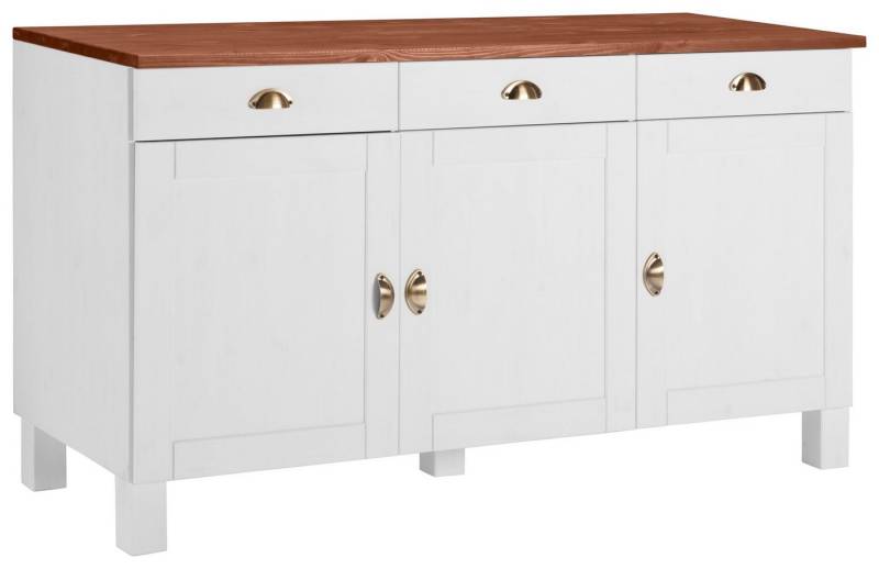 Home affaire Unterschrank Oslo 150 cm breit, 3 Türen, 3 Schubladen, aus massiver Kiefer, Metallgriffe von Home affaire