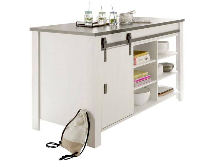 Home affaire Unterschrank Sherwood Handtuchhalter und Scheunentorbeschlag aus Metall, Höhe 93 cm, weiß, Pinie Weiß Dekor von Home-affaire