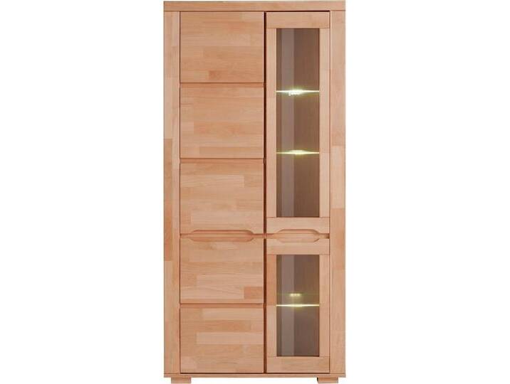 Home affaire Vitrine Denis Höhe 190 cm, braun, Holzwerkstoff kernbuchefarben (Korpus)/ Massivholz Kernbuche (Front) von Home-affaire