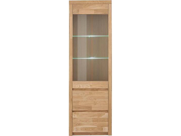 Home affaire Vitrine Silkeborg Höhe 190 cm, braun, Holzwerkstoff eichefarben (Korpus) / Massivholz Eiche (Front) von Home-affaire