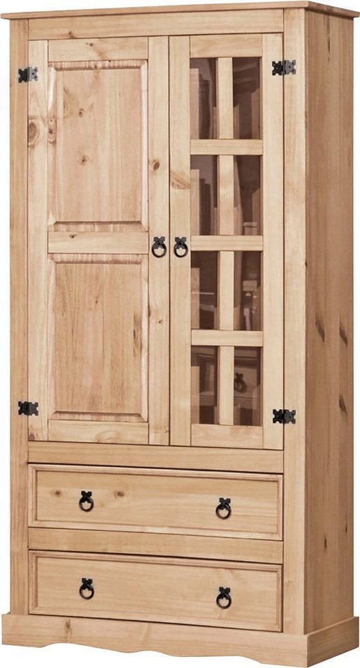 Home affaire Vitrine mit sichtbarer Maserung und schwarzen Beschlägen von Home affaire