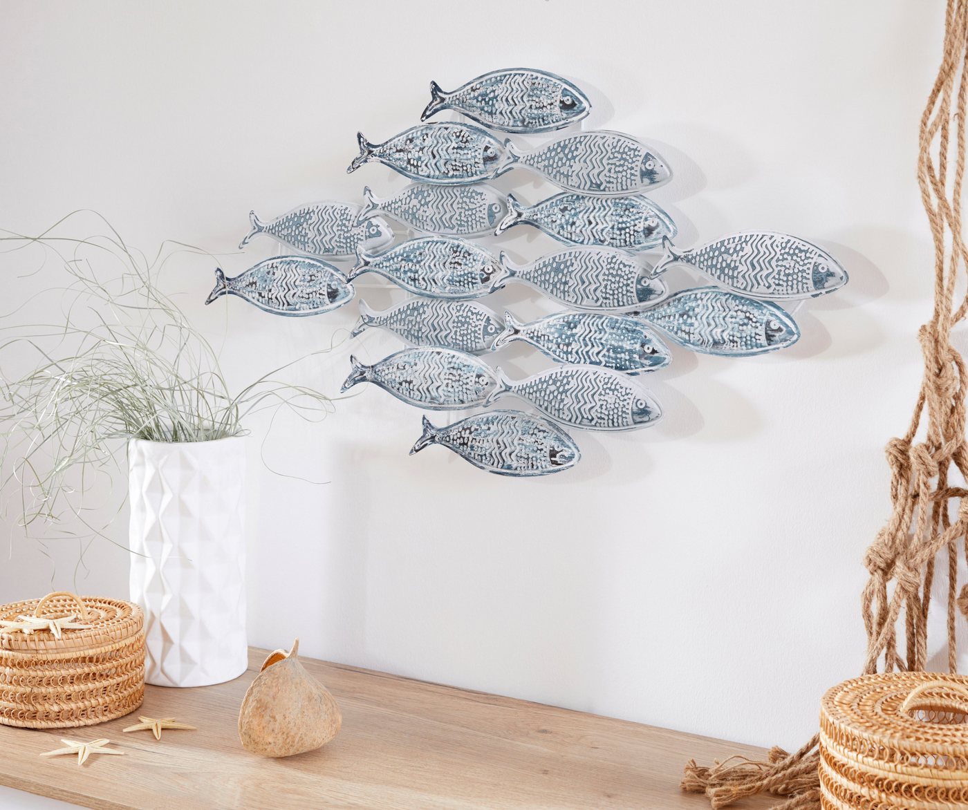 Home affaire Wanddekoobjekt Fische, Wanddeko aus Metall, Shabby Look von Home affaire