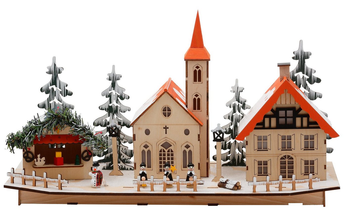 Home affaire Weihnachtsdorf mit idyllischer Winterlandschaft, Weihnachtsdeko aus Holz, mit LED-Beleuchtung, Breite ca. 50 cm von Home affaire