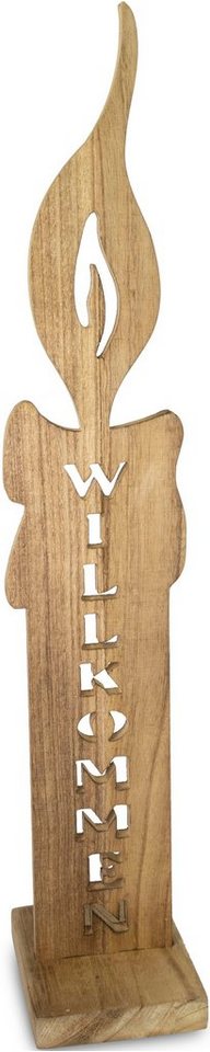 Home affaire Weihnachtsfigur Dekoobjekt Etmißl, mit Schriftzug Willkommen", aus Holz, Dekofigur (1 St), Eingangsdeko, Deko-Kerze, Weihnachtsdeko, Höhe ca. 70 cm" von Home affaire