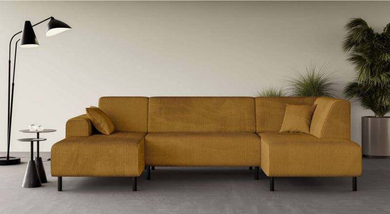 Home affaire Wohnlandschaft ARROS U-Form mit Wellenunterfederung, Maße B/T/H: 300/163/81 cm, incl. Zierkissen, mit Recamiere links/rechts bestellbar, auch in Cord von Home affaire