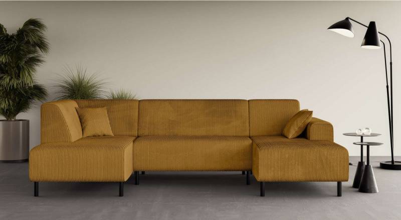 Home affaire Wohnlandschaft ARROS U-Form mit Wellenunterfederung, Maße B/T/H: 300/163/81 cm, incl. Zierkissen, mit Recamiere links/rechts bestellbar, auch in Cord von Home affaire