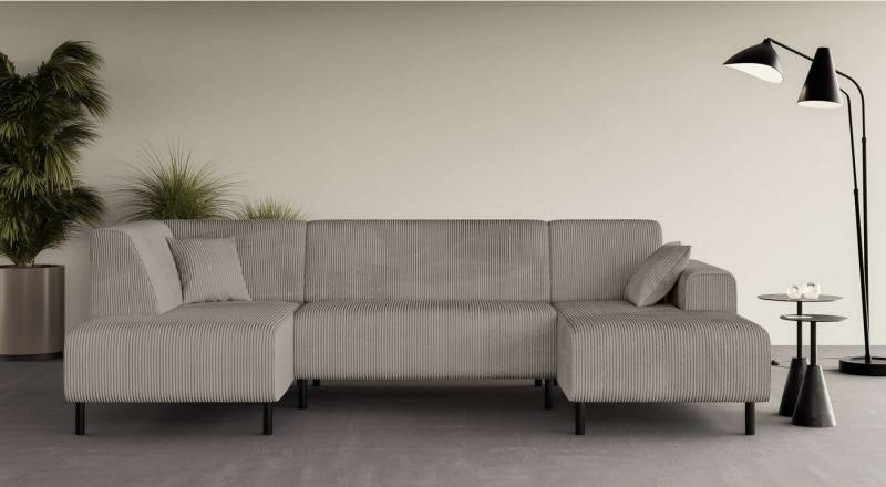 Home affaire Wohnlandschaft ARROS U-Form mit Wellenunterfederung, Maße B/T/H: 300/163/81 cm, incl. Zierkissen, mit Recamiere links/rechts bestellbar, auch in Cord von Home affaire