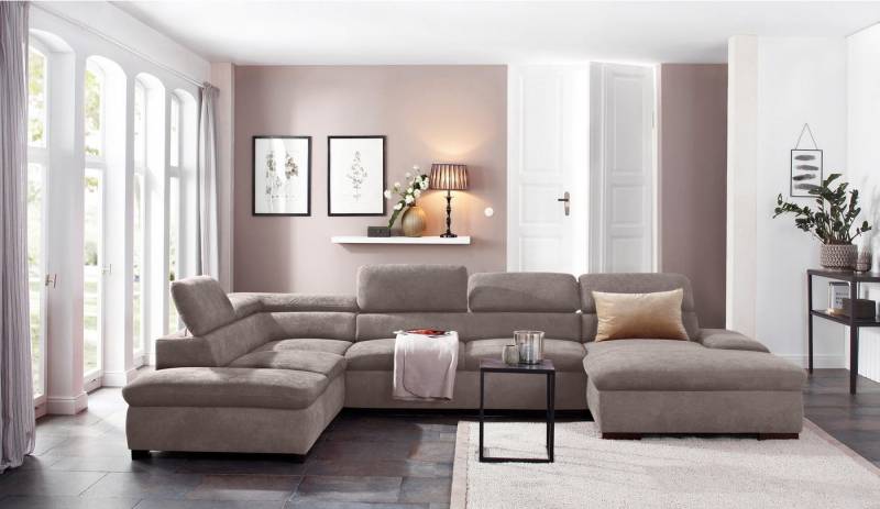 Home affaire Wohnlandschaft Alberto U-Form, mit Kopfteilverstellung, wahlweise mit Bettfunktion von Home affaire