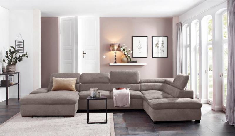 Home affaire Wohnlandschaft Alberto U-Form, mit Kopfteilverstellung, wahlweise mit Bettfunktion von Home affaire