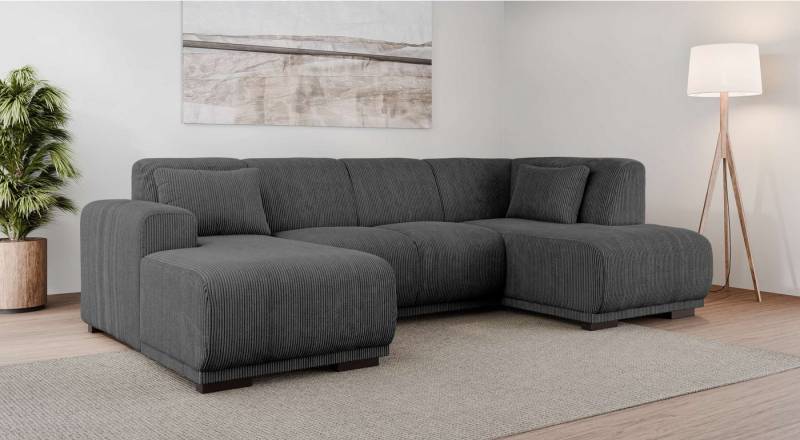 Home affaire Wohnlandschaft BORNHOLM U-Form mit Recamiere rechts/links, B/T/H: 300/162/85 cm, U-Form mit Wellenunterfederung, Recamiere rechts oder links bestellbar von Home affaire
