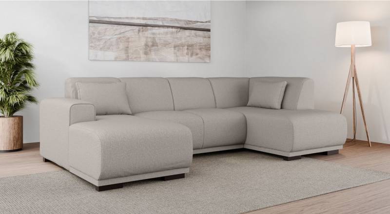 Home affaire Wohnlandschaft BORNHOLM U-Form mit Recamiere rechts/links, B/T/H: 300/162/85 cm, U-Form mit Wellenunterfederung, Recamiere rechts oder links bestellbar von Home affaire