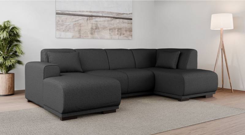 Home affaire Wohnlandschaft BORNHOLM U-Form mit Recamiere rechts/links, B/T/H: 300/162/85 cm, U-Form mit Wellenunterfederung, Recamiere rechts oder links bestellbar von Home affaire